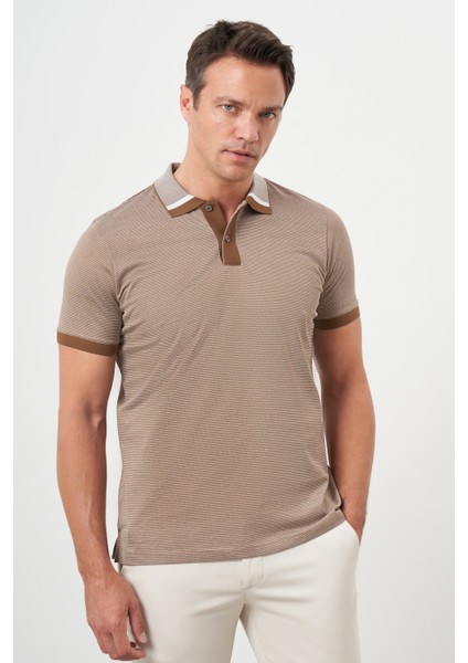 Erkek Taba Trend Polo Yaka Dynamic Fit T-Shirt