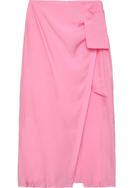 Beli Bağlamalı Anvelop Etek Pembe