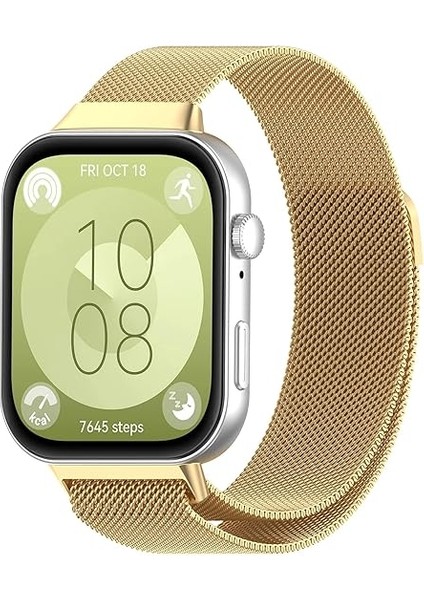 Huawei Watch Fit 3 Uyumlu Kordon Paslanmaz Çelik Metal Bükülmeye Dayanıklı Manyetik Klips Saat Kayış