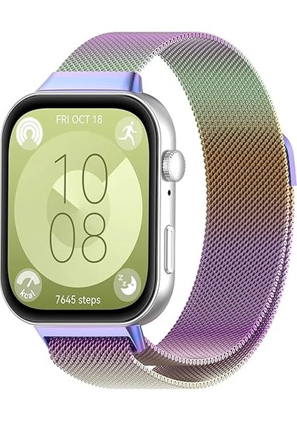 Huawei Watch Fit 3 Uyumlu Kordon Paslanmaz Çelik Metal Bükülmeye Dayanıklı Manyetik Klips Saat Kayış