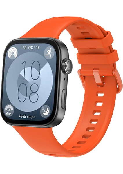 Huawei Watch Fit 3 Uyumlu Kordon Klasik Tokalı Yumuşak Esnek Spor Silikon Saat Kayışı