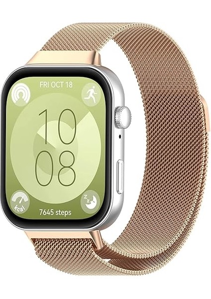 Huawei Watch Fit 3 Uyumlu Kordon Paslanmaz Çelik Metal Bükülmeye Dayanıklı Manyetik Klips Saat Kayış