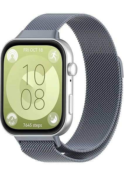 Huawei Watch Fit 3 Uyumlu Kordon Paslanmaz Çelik Metal Bükülmeye Dayanıklı Manyetik Klips Saat Kayış