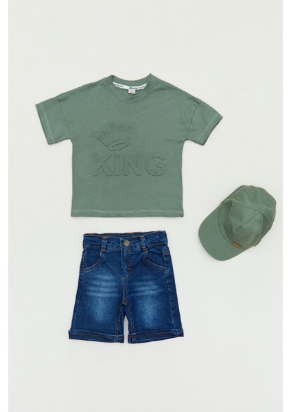King Kabartmalı Şapka Aksesuarlı Erkek Çocuk Takım fiyatları