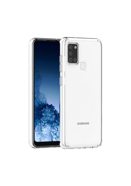 Samsung Galaxy A21S Tam Koruma Sağlayan Sert ve Şeffaf Coss Premium Silikon Kılıf