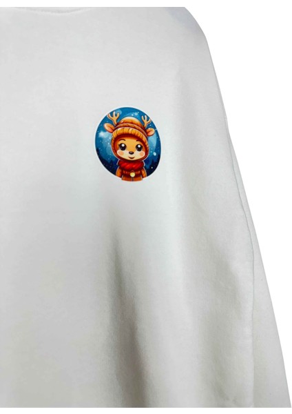 Minimal Geyik Baskılı Oversize Sweatshirt fiyatları