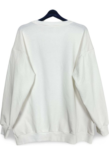 Minimal Geyik Baskılı Oversize Sweatshirt modelleri