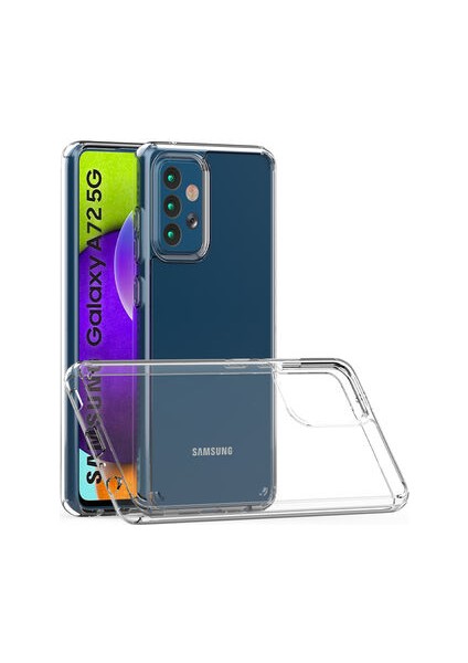 Samsung Galaxy A72 Tam Koruma Sağlayan Sert ve Şeffaf Coss Premium Silikon Kılıf