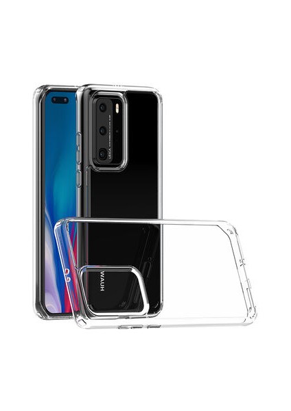 Huawei P40 Pro Tam Koruma Sağlayan Sert ve Şeffaf Coss Premium Silikon Kılıf