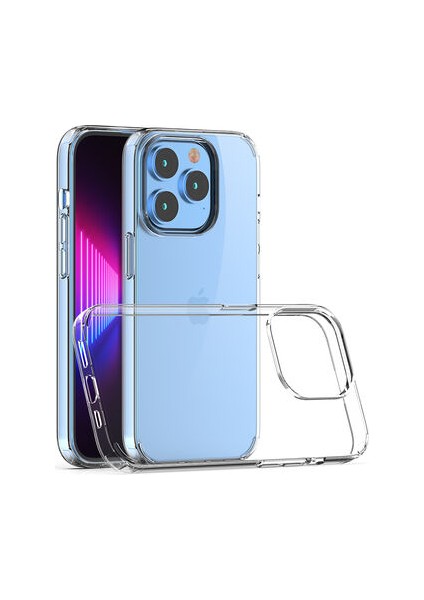 iPhone 14 Pro Max Tam Koruma Sağlayan Sert ve Şeffaf Coss Premium Silikon Kılıf