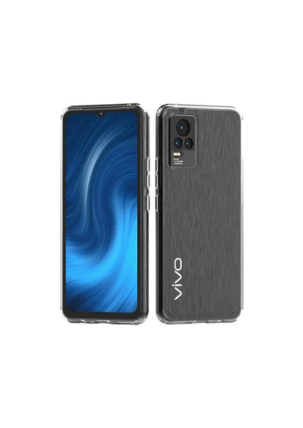 Techno Guru Vivo V21E Tam Koruma Sağlayan Sert ve Şeffaf Coss Premium Silikon Kılıf