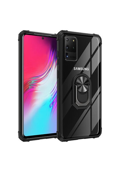Samsung Galaxy S20 Ultra Yüzüklü ve Kenarları Renkli Köşe Korumalı Mola Premium Pc Silikon Kılıf