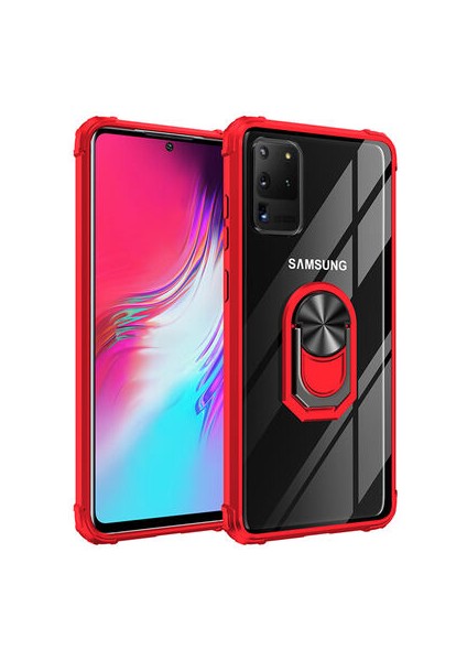 Samsung Galaxy S20 Ultra Yüzüklü ve Kenarları Renkli Köşe Korumalı Mola Premium Pc Silikon Kılıf