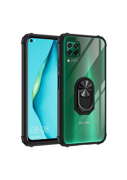 Huawei P40 Lite Yüzüklü ve Kenarları Renkli Köşe Korumalı Mola Premium Pc Silikon Kılıf