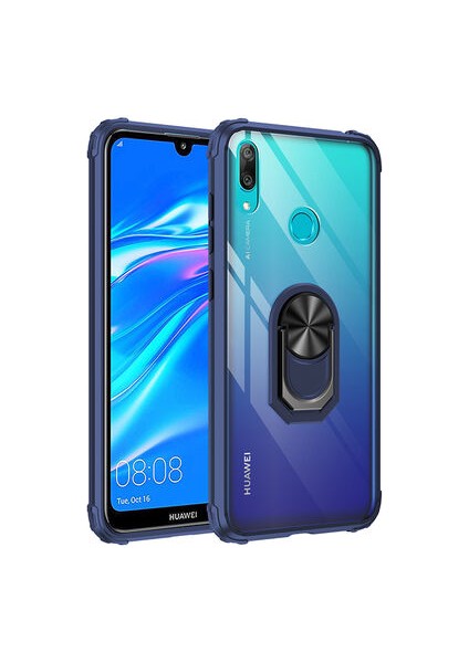 Huawei Y7 Prime 2019 Yüzüklü ve Kenarları Renkli Köşe Korumalı Mola Premium Pc Silikon Kılıf