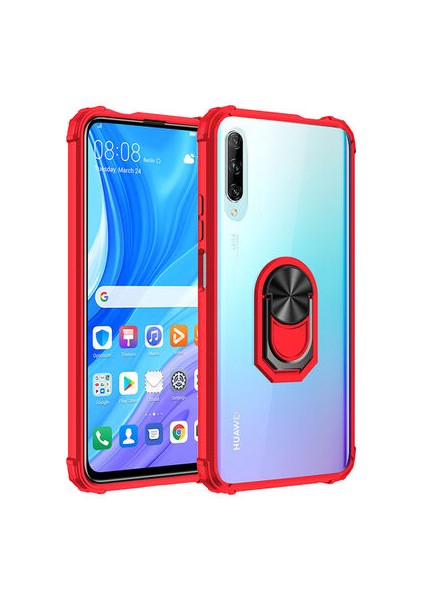 Huawei P Smart Pro 2019 Yüzüklü ve Kenarları Renkli Köşe Korumalı Mola Premium Pc Silikon Kılıf