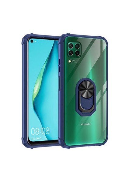 Huawei P40 Lite Yüzüklü ve Kenarları Renkli Köşe Korumalı Mola Premium Pc Silikon Kılıf