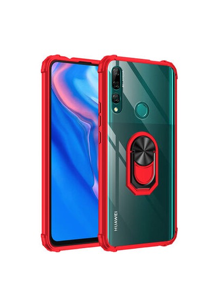 Huawei Y9 Prime 2019 Yüzüklü ve Kenarları Renkli Köşe Korumalı Mola Premium Pc Silikon Kılıf