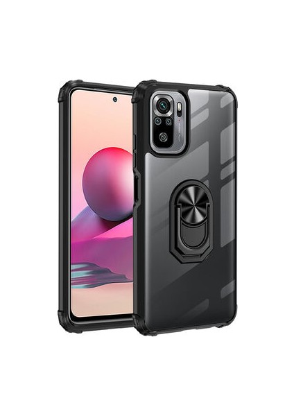 Redmi Note 10 Yüzüklü ve Kenarları Renkli Köşe Korumalı Mola Premium Pc Silikon Kılıf