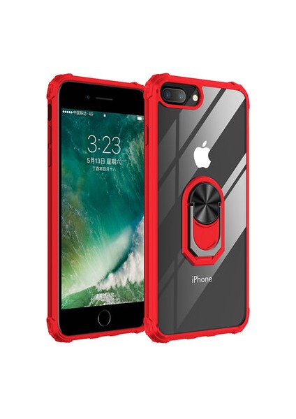 iPhone 8 Plus Yüzüklü ve Kenarları Renkli Köşe Korumalı Mola Premium Pc Silikon Kılıf
