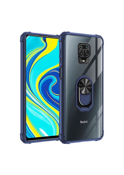 Redmi Note 9s Yüzüklü ve Kenarları Renkli Köşe Korumalı Mola Premium Pc Silikon Kılıf