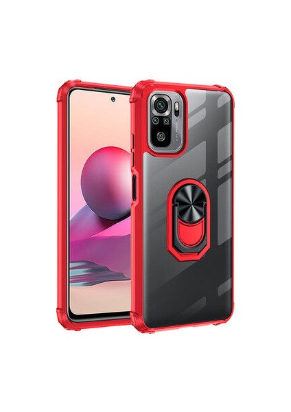Redmi Note 10 Yüzüklü ve Kenarları Renkli Köşe Korumalı Mola Premium Pc Silikon Kılıf