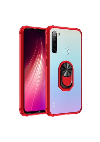 Redmi Note 8 Yüzüklü ve Kenarları Renkli Köşe Korumalı Mola Premium Pc Silikon Kılıf