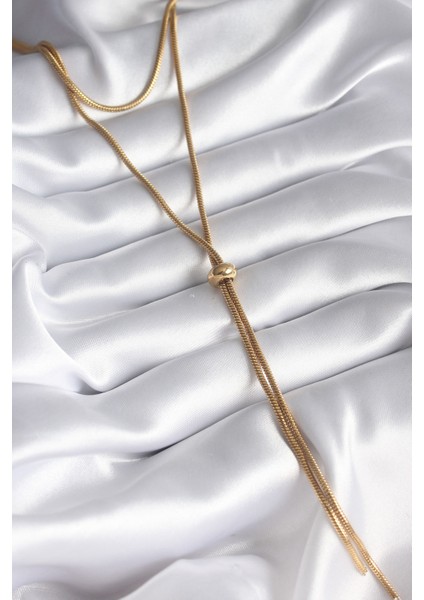 Mulvxxmd XDN02 Çelik Gold Renk Tüp Zincir Asansör Model Kadın Kolye (Mulvix)