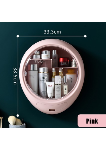 A-Pembe Tarzı Duvara Monte Kozmetik Saklama Kutusu Kapaklı Plastik Saklama Kabı Organizatör Kozmetik ve Losyonlar Için Banyo Aksesuarları (Yurt Dışından)