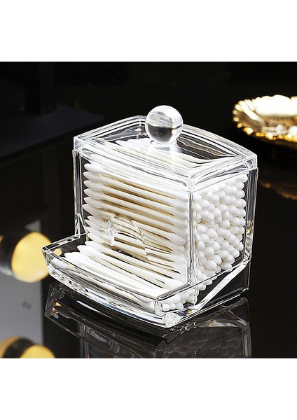 F Tarzı Akrilik Pamuklu Çubukla Depolama Tutucu Kutusu Taşınabilir Makyaj Pamuğu Ped Kozmetik Konteyner Takı Organizatör Vaka Banyo Depolama (Yurt Dışından) indirimleri