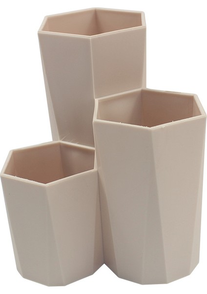 Haki Tarzı 3 Kafesli Makyaj Fırçası Saklama Kutusu Masa Üstü Organiser Tuvalet Masası Banyo Depolama Kaş Kalemi Makyaj Organizatör Tutucu (Yurt Dışından)