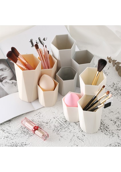 Haki Tarzı 3 Kafesli Makyaj Fırçası Saklama Kutusu Masa Üstü Organiser Tuvalet Masası Banyo Depolama Kaş Kalemi Makyaj Organizatör Tutucu (Yurt Dışından) fiyatları