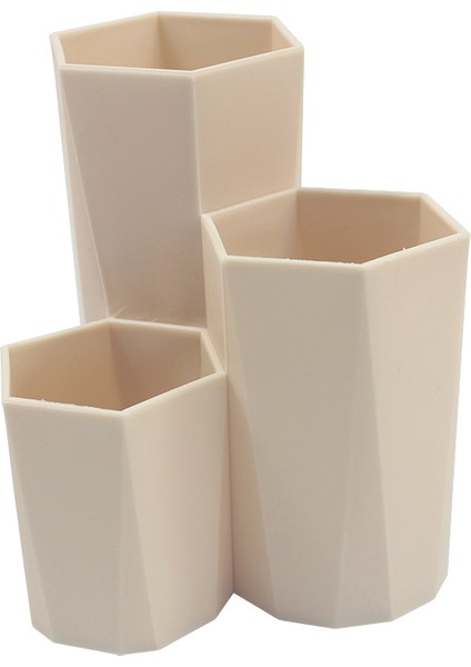 Beyaz Stil 3 Kafesli Makyaj Fırçası Saklama Kutusu Masa Üstü Organiser Tuvalet Masası Banyo Depolama Kaş Kalemi Makyaj Organizatör Tutucu (Yurt Dışından)