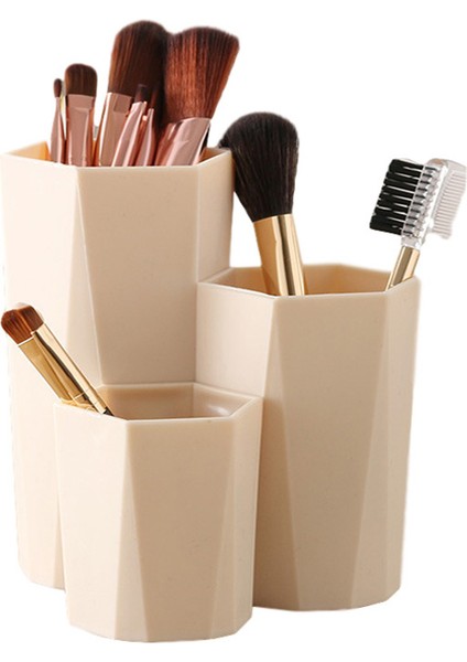 Beyaz Stil 3 Kafesli Makyaj Fırçası Saklama Kutusu Masa Üstü Organiser Tuvalet Masası Banyo Depolama Kaş Kalemi Makyaj Organizatör Tutucu (Yurt Dışından) modelleri