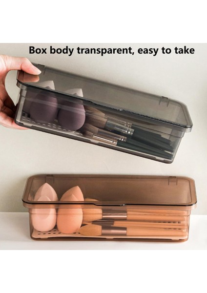 Gri Tarzı Makyaj Kozmetik Fırça Saklama Kutusu Şeffaf Toz Geçirmez Kapaklı Kutular Gölge Fırçası Makyaj Organizatör Banyo Aksesuarları (Yurt Dışından) modelleri