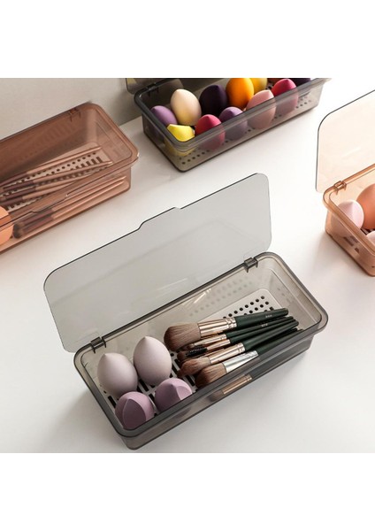 Gri Tarzı Makyaj Kozmetik Fırça Saklama Kutusu Şeffaf Toz Geçirmez Kapaklı Kutular Gölge Fırçası Makyaj Organizatör Banyo Aksesuarları (Yurt Dışından) indirimleri