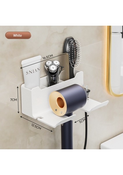 C-Beyaz Tarzı Saç Kurutma Makinesi Tutucu Banyo Depolama Tutucu Duvara Monte Raf Banyo Rafı Depolama Rafları Aksesuarları Raflar Saç Fırçası Braketi (Yurt Dışından)
