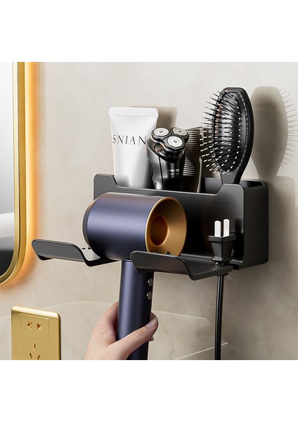 C-Beyaz Tarzı Saç Kurutma Makinesi Tutucu Banyo Depolama Tutucu Duvara Monte Raf Banyo Rafı Depolama Rafları Aksesuarları Raflar Saç Fırçası Braketi (Yurt Dışından) fiyatları