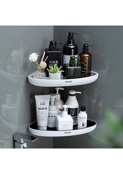 Gri-Siyah Tarzı Üçgen Köşe Banyo Rafı Duvara Monte Depolama Rafı Losyonlar Depolama Mutfak Düzenleyici Banyo Aksesuarları Tutucu (Yurt Dışından)