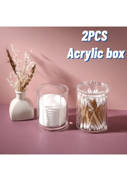 C Tarzı Makyaj Organizatör Akrilik Saklama Kutusu Pamuk Ped Tutucu Banyo Şeffaf Pamuklu Çubukla Organizatör Kozmetik Çekmece (Yurt Dışından)