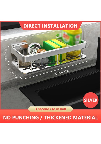 Gümüş Tarzı Banyo Rafları Metal Duş Rafı Matkapsız Depolama Rafı Şampuan Tutucu Tuvalet Raf Organizatör Banyo Aksesuarları (Yurt Dışından)