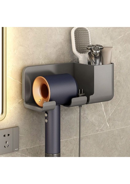 Gri1 Stili Saç Kurutma Makinesi Beşiği Duvara Monte Saç Kurutma Makinesi Tutucu Düzleştirici Standı Saklama Kutusu Saç Kurutma Makinesi Organizatör Raf Banyo Aksesuarları (Yurt Dışından) modelleri