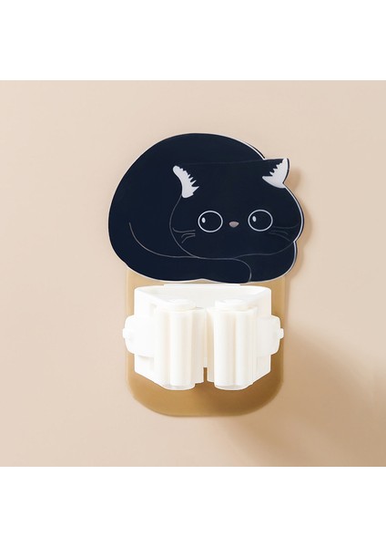 Beyaz Stil Duvara Monte Paspas Tutucu Karikatür Kedi Tasarım Yapışkanlı Süpürge Organizatör Mutfak Banyo Garaj Için Evrensel Askı HANW88 (Yurt Dışından)
