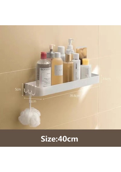 40CM Tarzı Delme Yok Banyo Depolama Rafı Duvara Monte Duş Rafı Şampuan Makyaj Organizatör Raf Banyo Tuvalet Rafı 2 Kanca ile (Yurt Dışından)