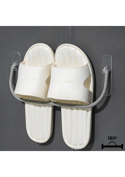 Gri Tarzı 1 Parça Kendinden Yapışkanlı Terlik Raf Banyo Tuvalet Havlu Drenaj Kanca Duvara Monte Yatak Odası Mutfak Depolama Kanca Ayakkabı Asılı Tutucu (Yurt Dışından)