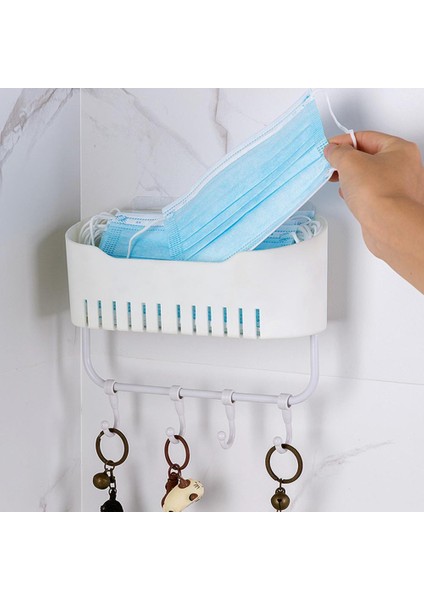 Bir Stil Yumruk Ücretsiz Ayrılabilir Izgara Düzenli Tutun Yurt Duvara Montaj Duş Rafı 4 Asılı Kanca ile Banyo Rafı Otel Için (Yurt Dışından) modelleri