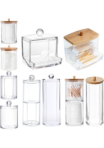 G Tarzı Şeffaf Bambu Makyaj Pamuk Çubukla Kutusu Organizatör Kozmetik Pamuk Pedler Tutucu Plastik Qtip Konteyner Banyo Organizatör (Yurt Dışından) modelleri