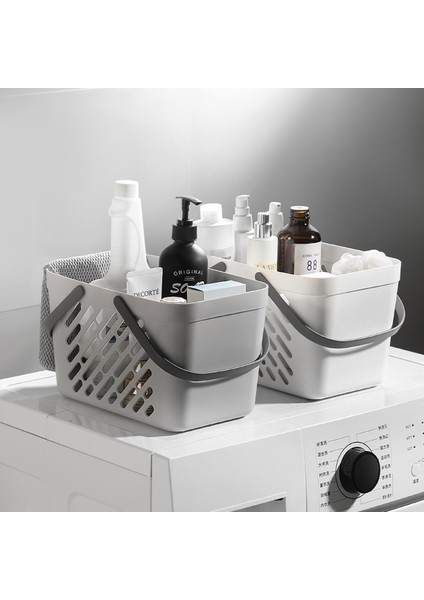 Beyaz Stil Taşınabilir Duş Rafı Sepeti Plastik Organizatör Saklama Çantası Kulplu Kutu Kutusu Banyo Mutfak Yurt Odası Için (Yurt Dışından) modelleri