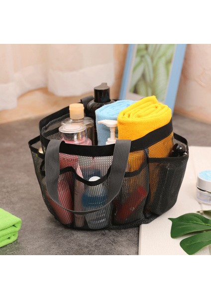 Gri Tarzı Örgü Duş Caddy Üniversite Yurdu Için Taşınabilir Büyük Banyo Çantası 8 Cepli Siyah Çok Fonksiyonlu Ev Saklama Torbaları (Yurt Dışından) fırsatları