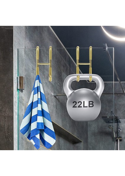 Gümüş Tarzı Duş Cam Kapi Kanca Kaplama Altın Paslanmaz Çelik Raf Kancaları Banyo Çerçevesiz Sondaj Gerektirmeyen Askı (Yurt Dışından) fırsatları